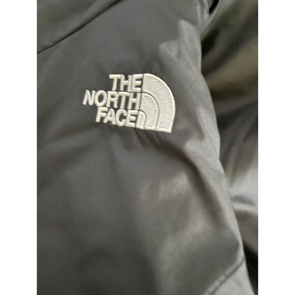 The North Face Kids Hooded Puffer Jacket Aztec Pattern Black & Blue Reversible - Picture 6 of 9